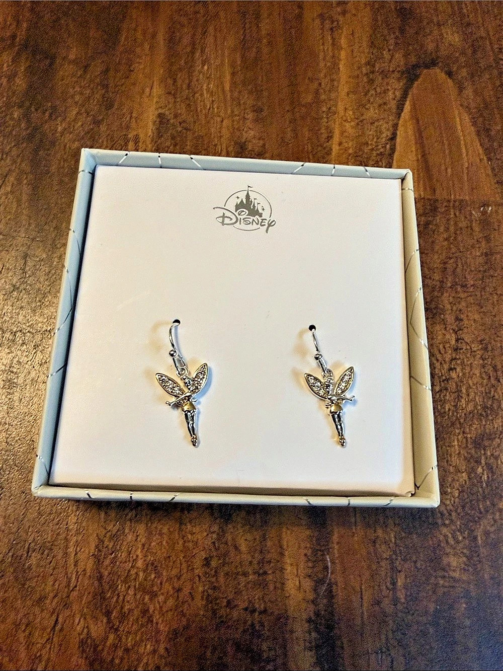 Disney Tinker Bell Pavé Dangle Earrings Gold & Silver